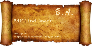 Bálind Anett névjegykártya