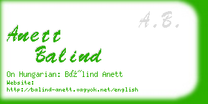 anett balind business card